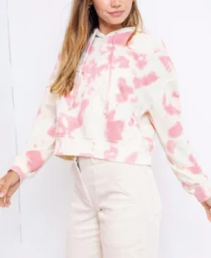 Long Sleeve Tie Dye Cropped Hooded Sweatshirt