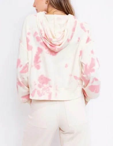 Long Sleeve Tie Dye Cropped Hooded Sweatshirt