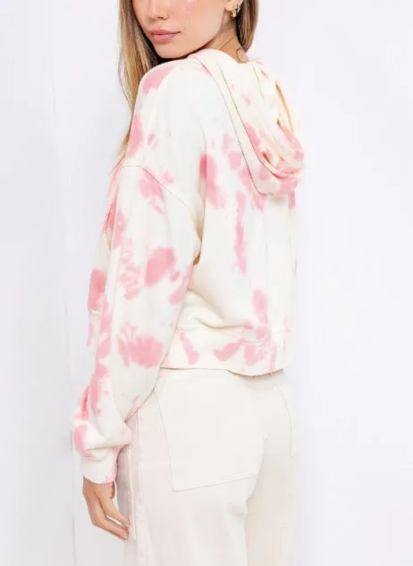 Long Sleeve Tie Dye Cropped Hooded Sweatshirt