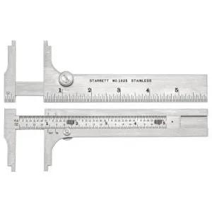 L.S. Starrett 1025 Series Pocket Slide Calipers, 6 in, Stainless Steel, 53124