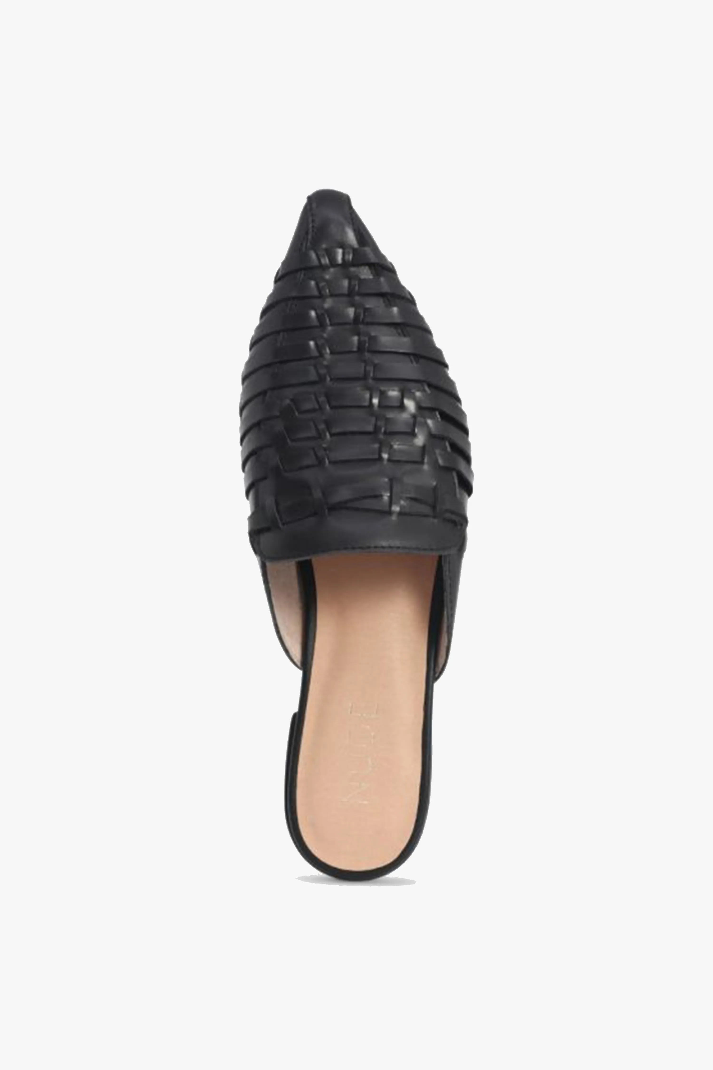 Magnolia Black Pointed Woven Leather Mule