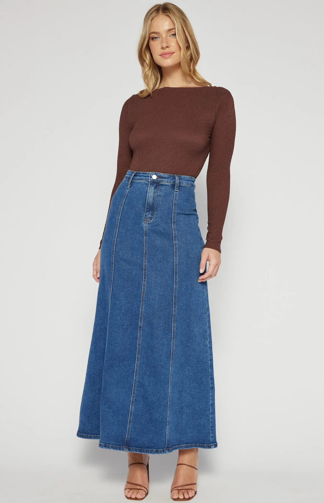 Maxi Denim Panel Skirt