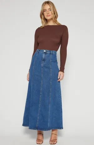 Maxi Denim Panel Skirt