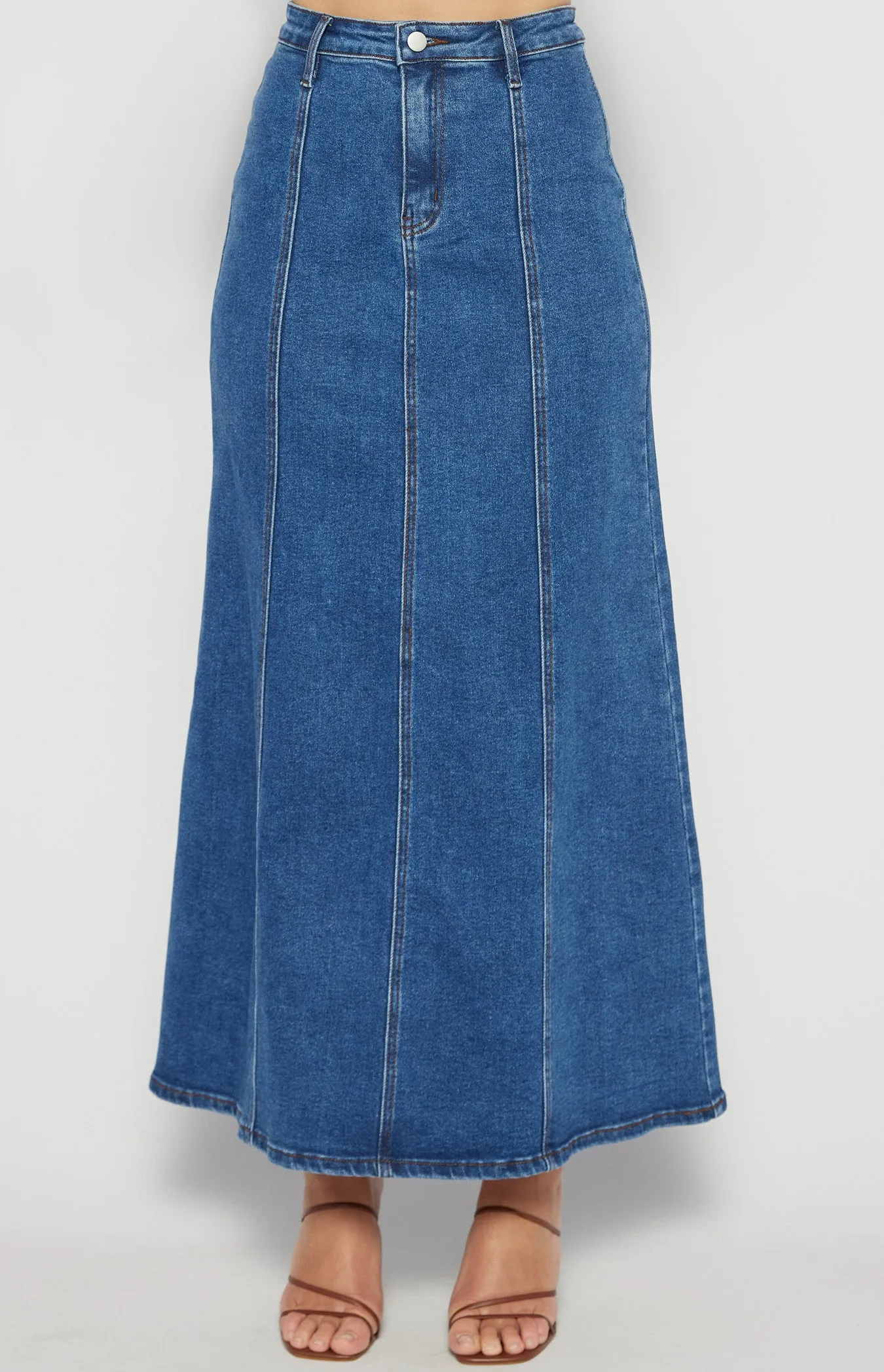 Maxi Denim Panel Skirt