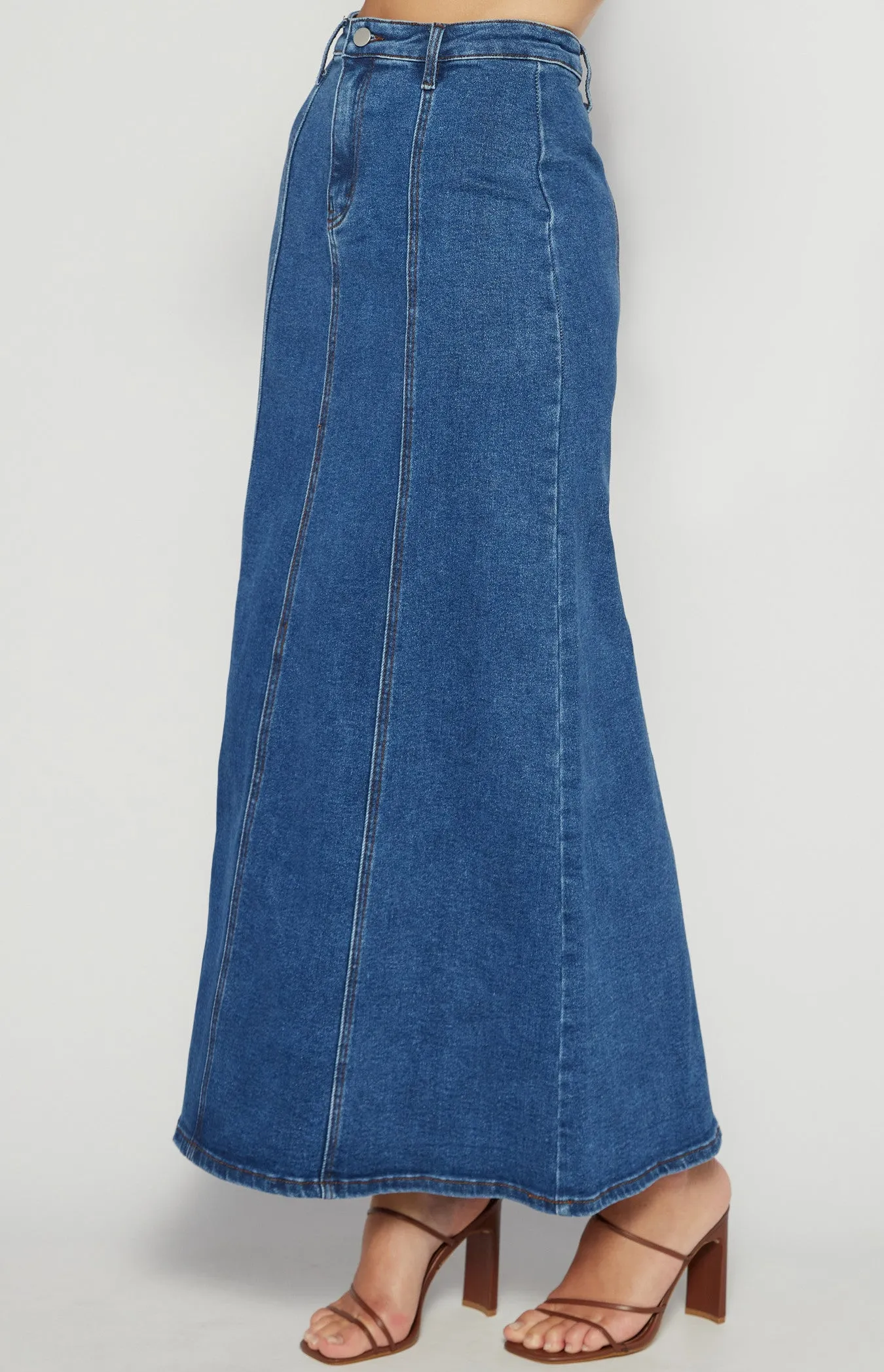 Maxi Denim Panel Skirt