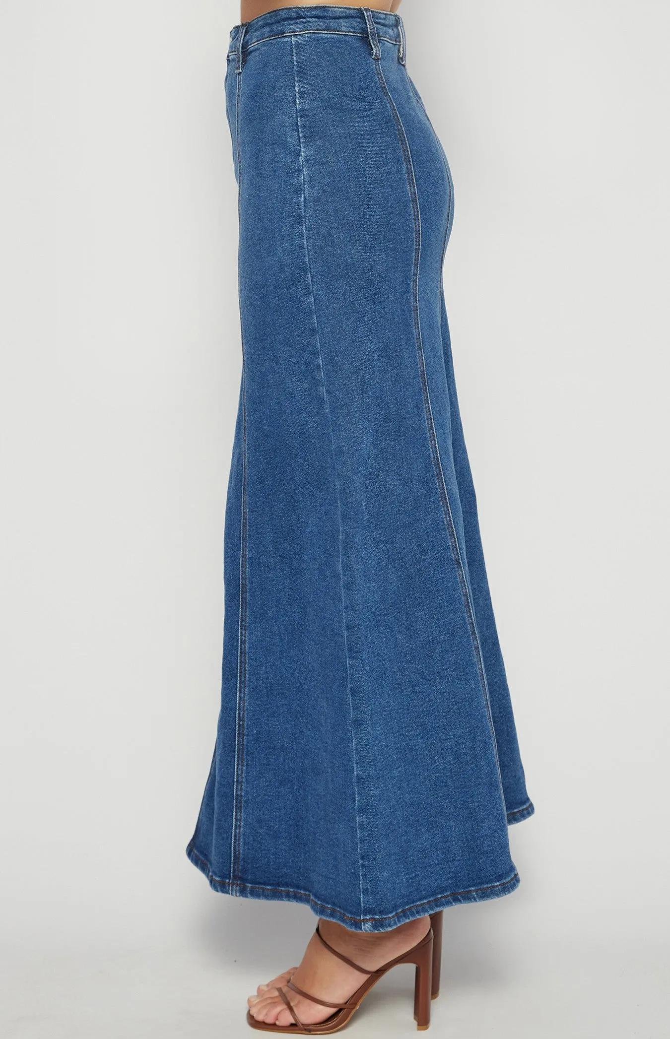 Maxi Denim Panel Skirt