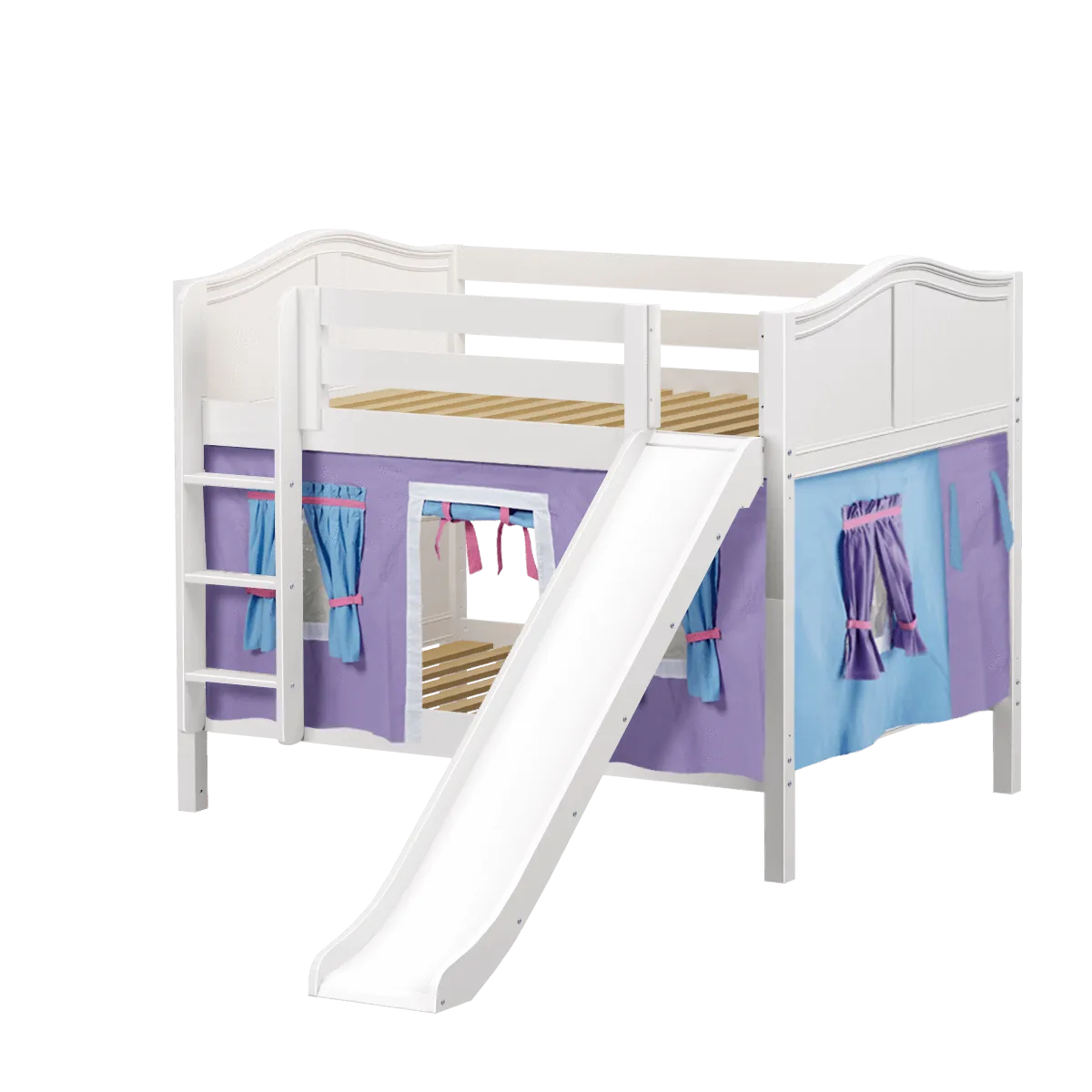 Maxtrix Full Low Bunk Bed with Straight Ladder, Curtain   Slide