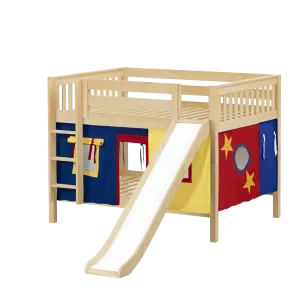 Maxtrix Full Low Bunk Bed with Straight Ladder, Curtain   Slide