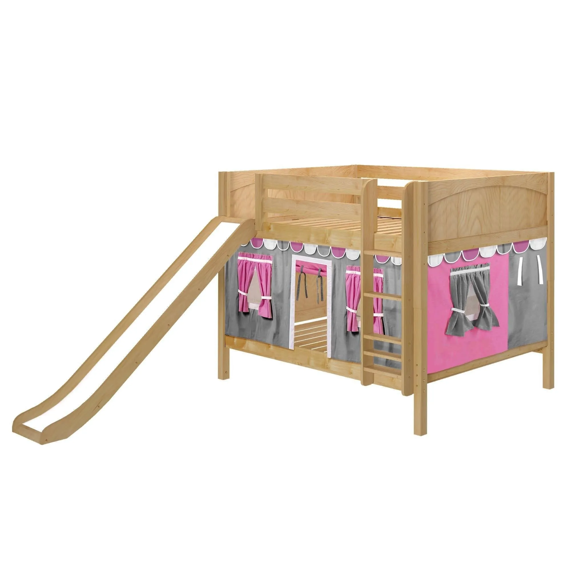 Maxtrix Full Low Bunk Bed with Straight Ladder, Curtain   Slide
