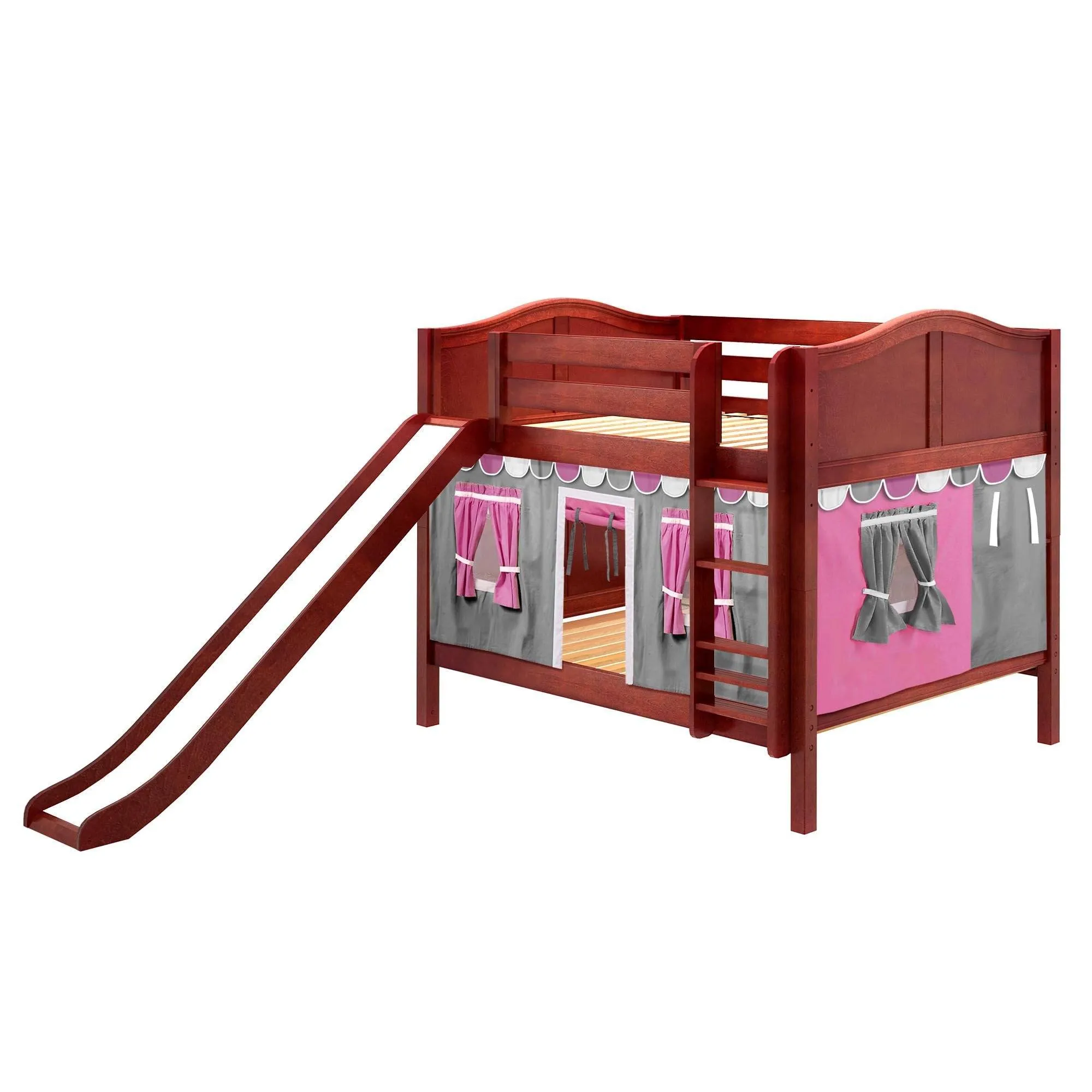Maxtrix Full Low Bunk Bed with Straight Ladder, Curtain   Slide