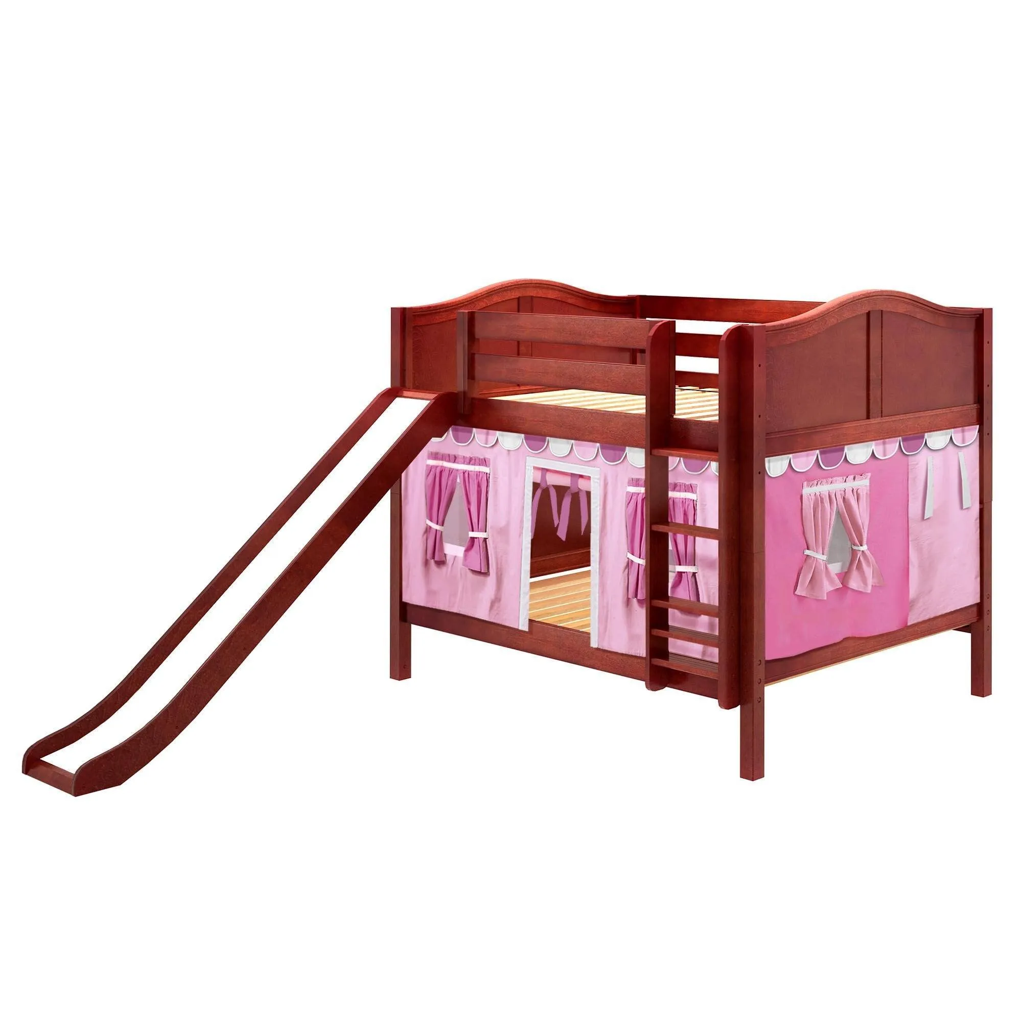 Maxtrix Full Low Bunk Bed with Straight Ladder, Curtain   Slide