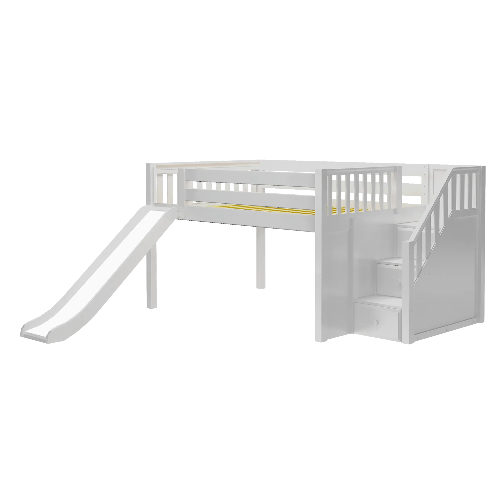 Maxtrix Full Low Loft Bed with Stairs   Slide