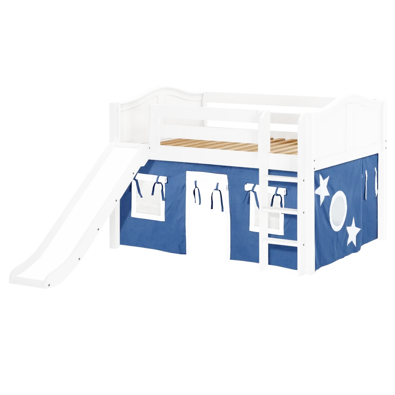 Maxtrix Full Low Loft Bed with Straight Ladder, Curtain   Slide