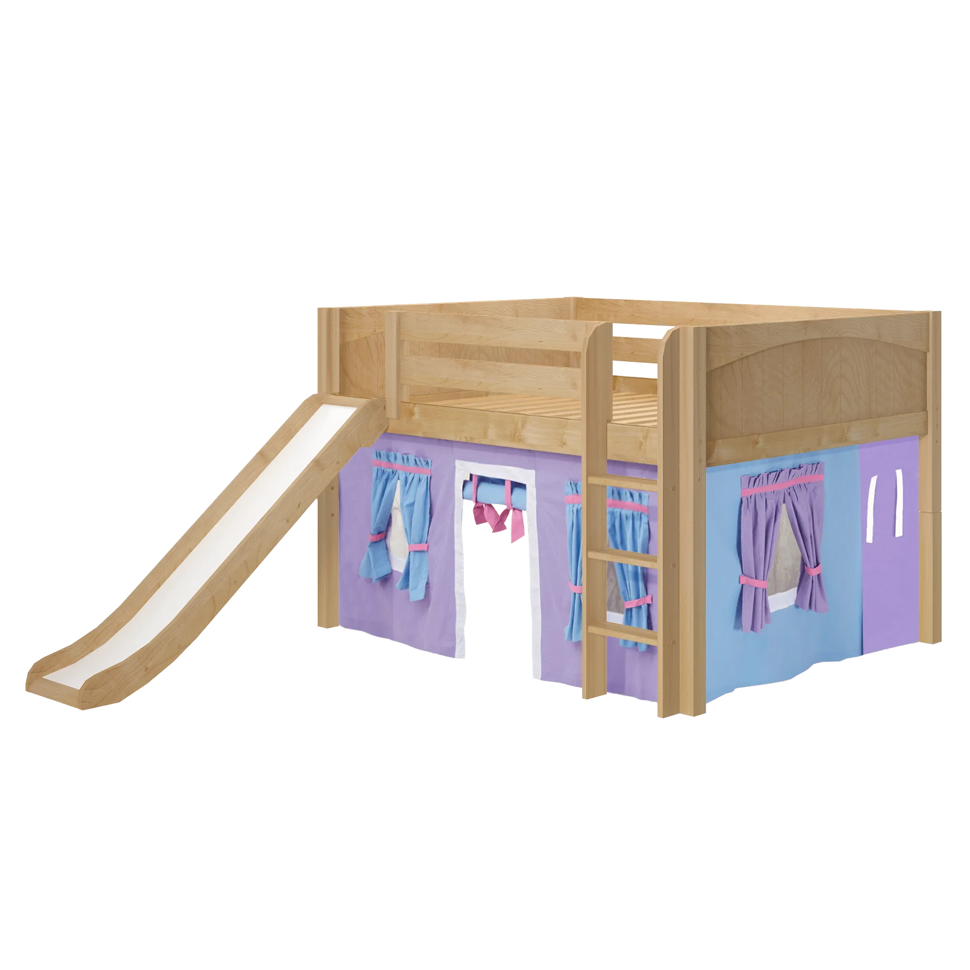 Maxtrix Full Low Loft Bed with Straight Ladder, Curtain   Slide