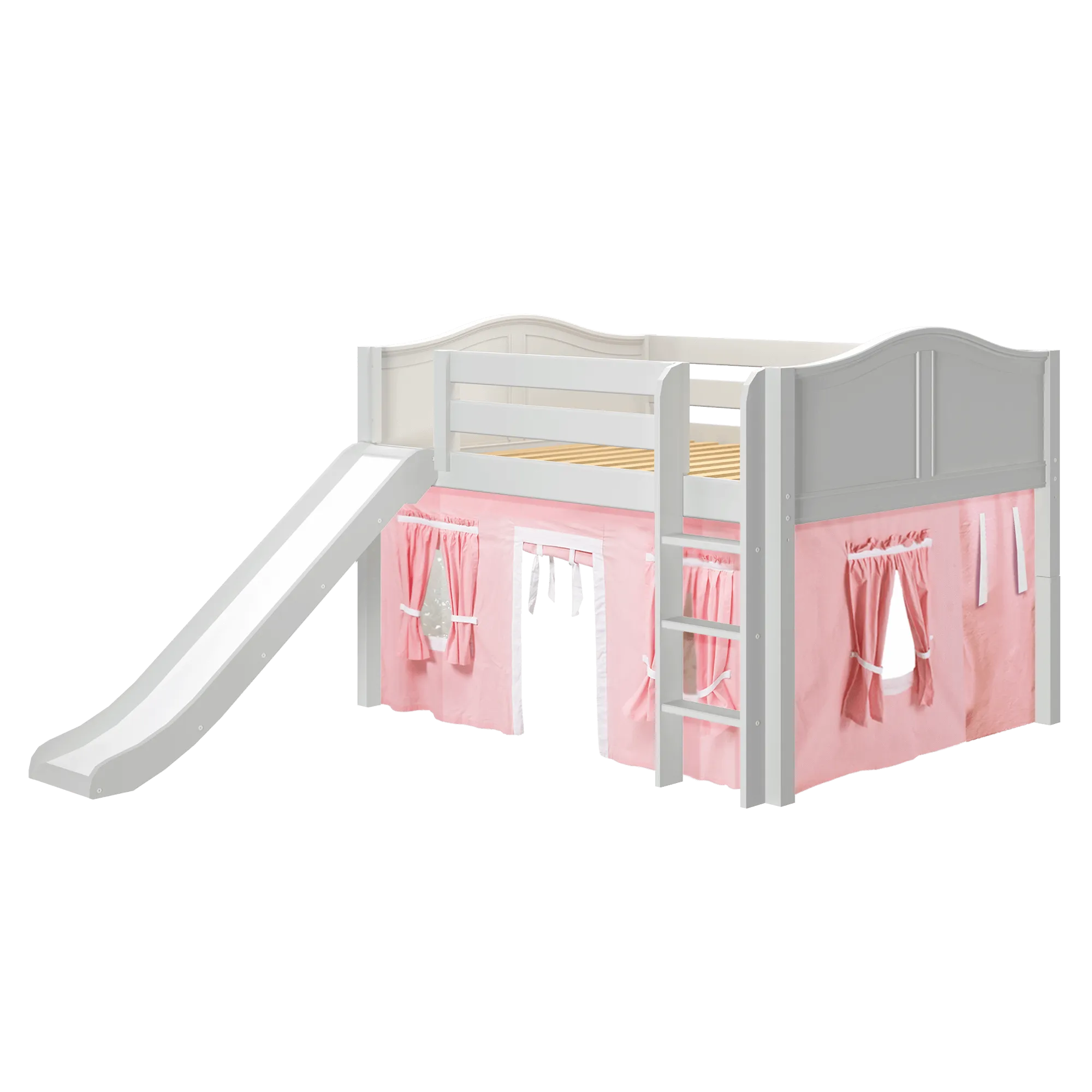 Maxtrix Full Low Loft Bed with Straight Ladder, Curtain   Slide
