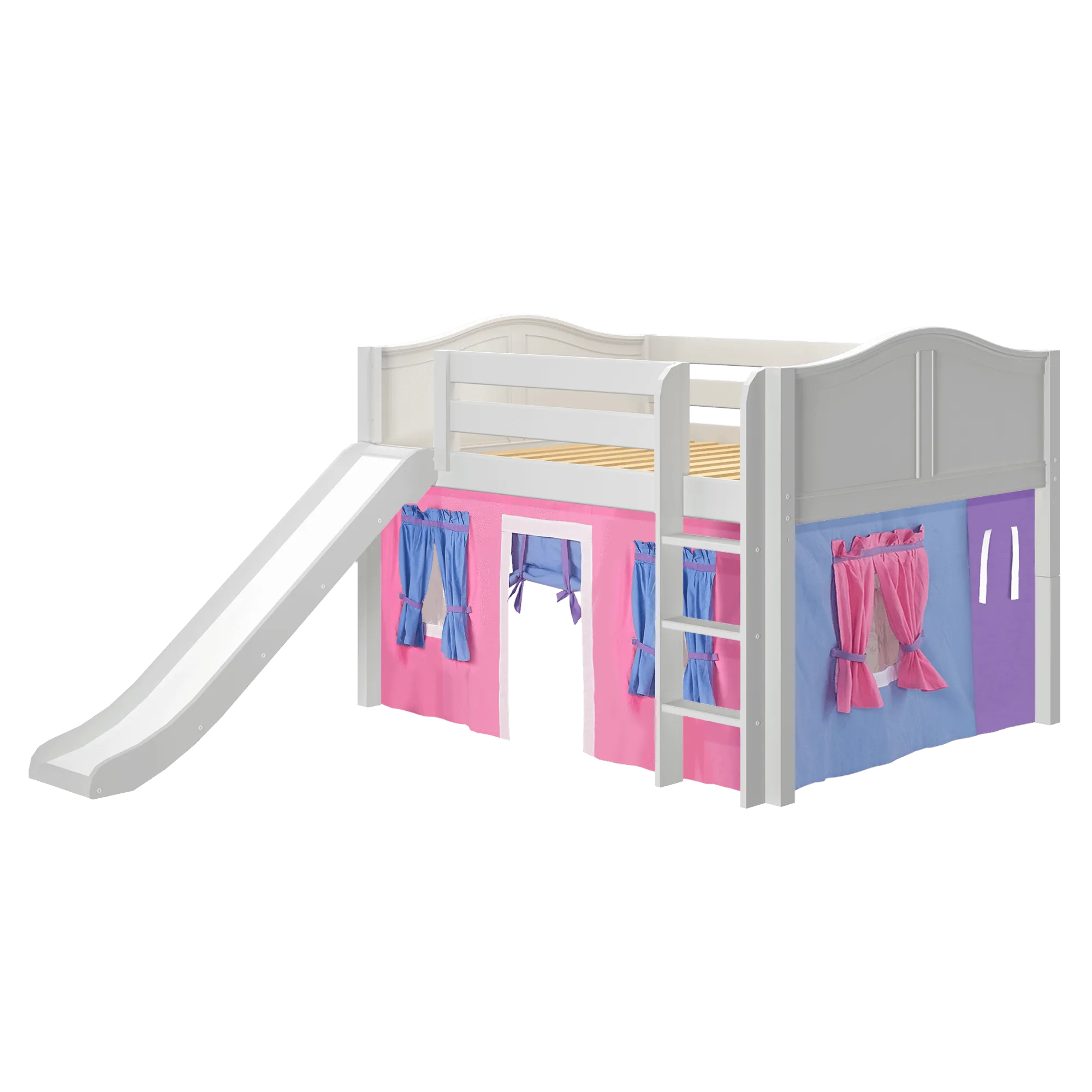 Maxtrix Full Low Loft Bed with Straight Ladder, Curtain   Slide