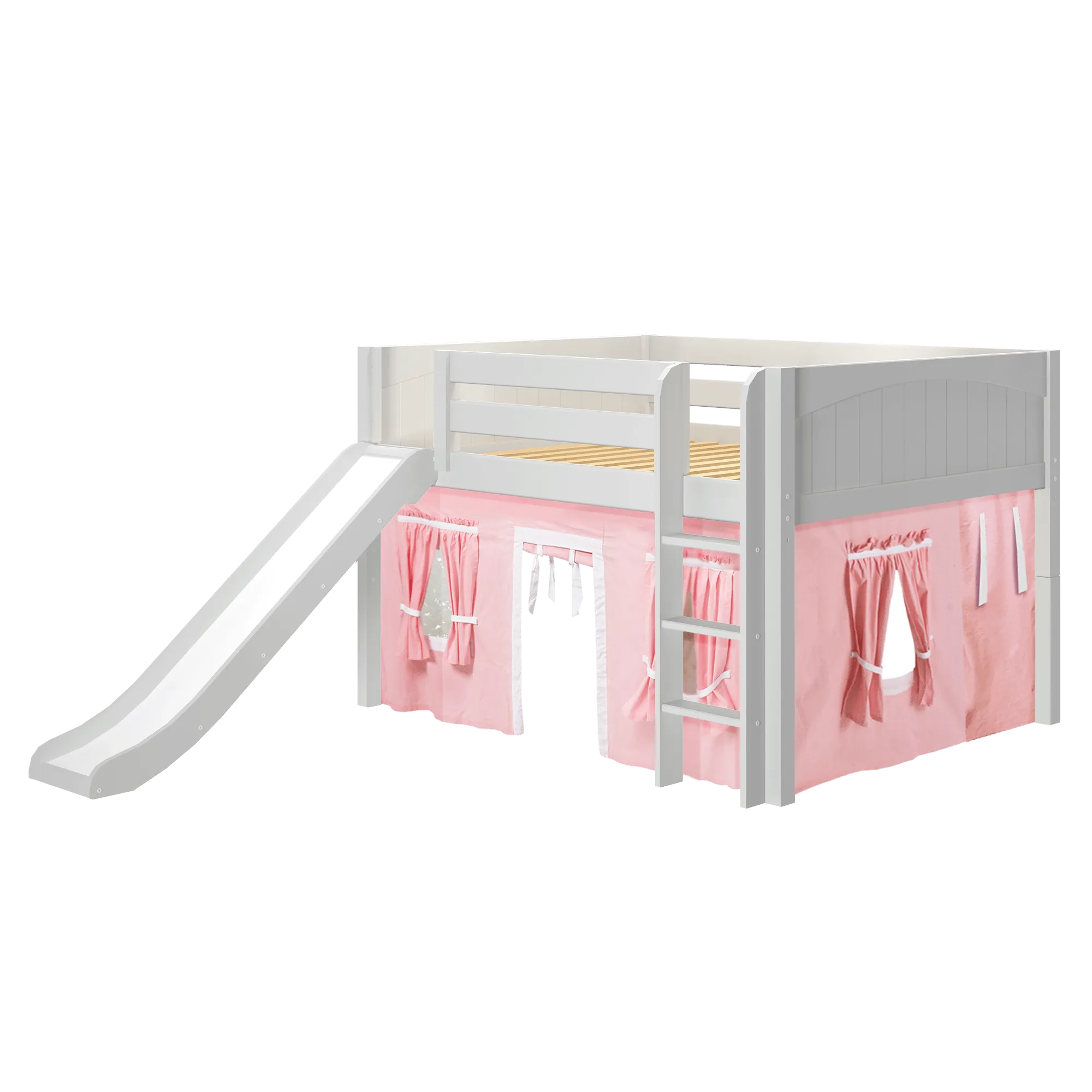Maxtrix Full Low Loft Bed with Straight Ladder, Curtain   Slide