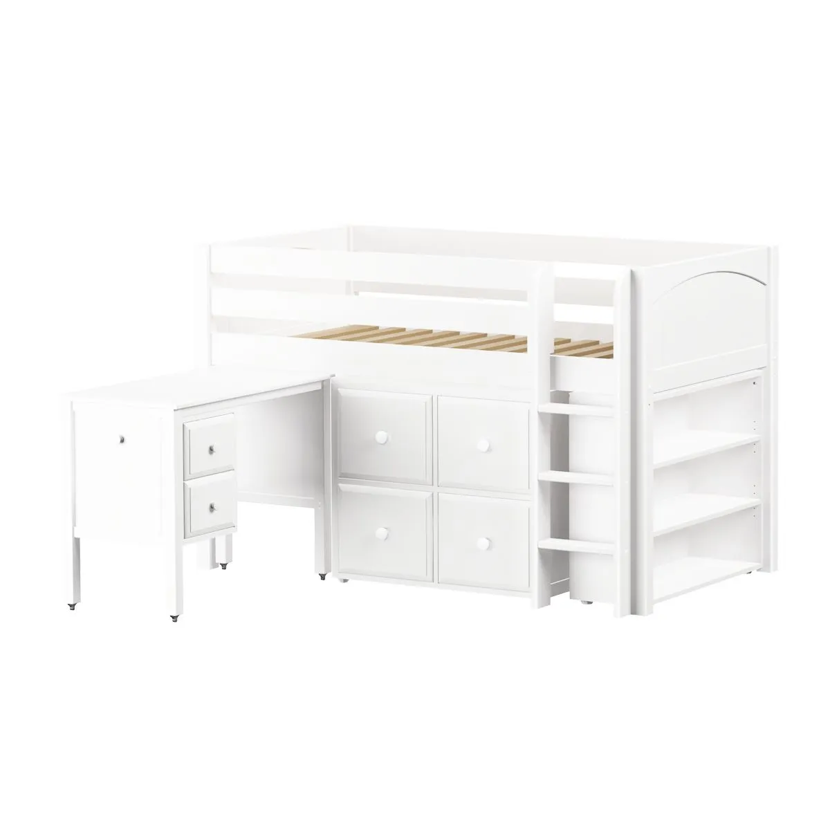 Maxtrix Twin Low Loft Bed with Straight Ladder with Storage