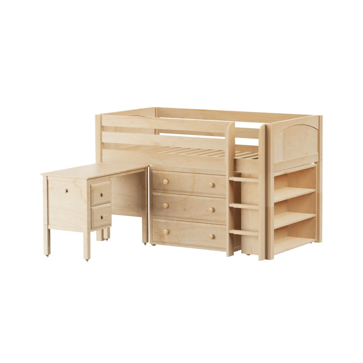 Maxtrix Twin Low Loft Bed with Straight Ladder with Storage