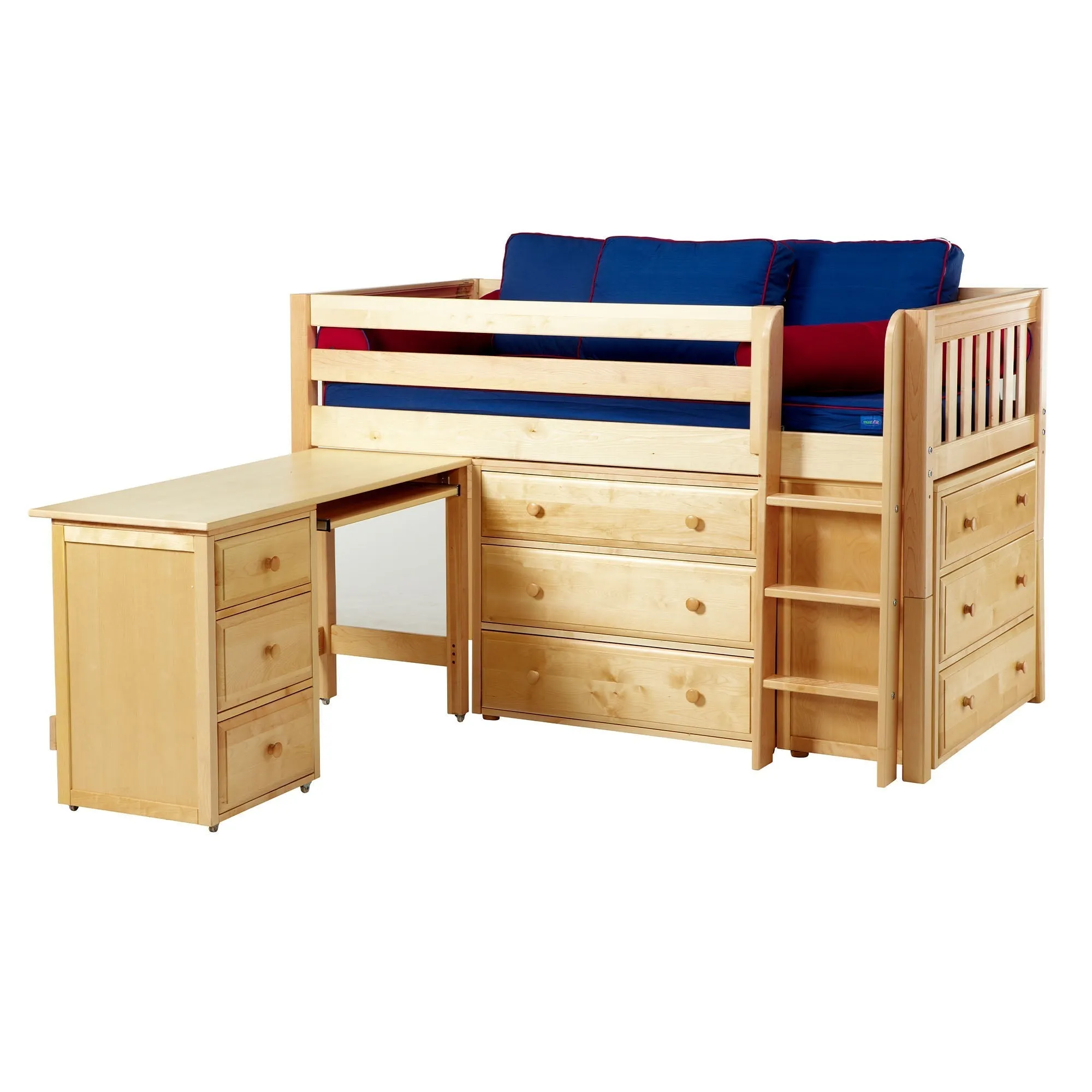 Maxtrix Twin Low Loft Bed with Straight Ladder with Storage