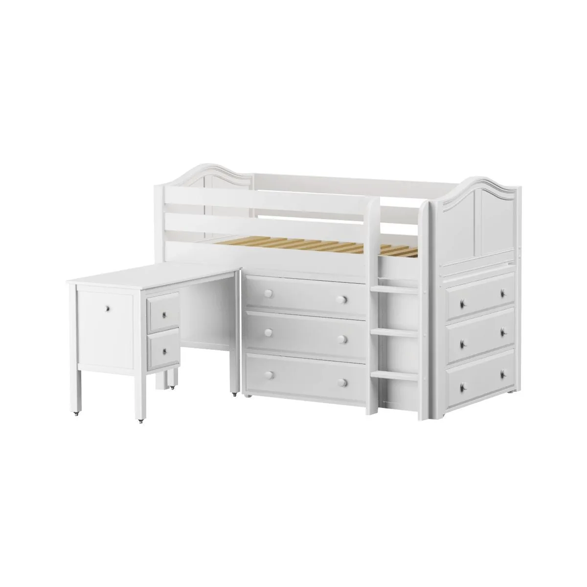 Maxtrix Twin Low Loft Bed with Straight Ladder with Storage
