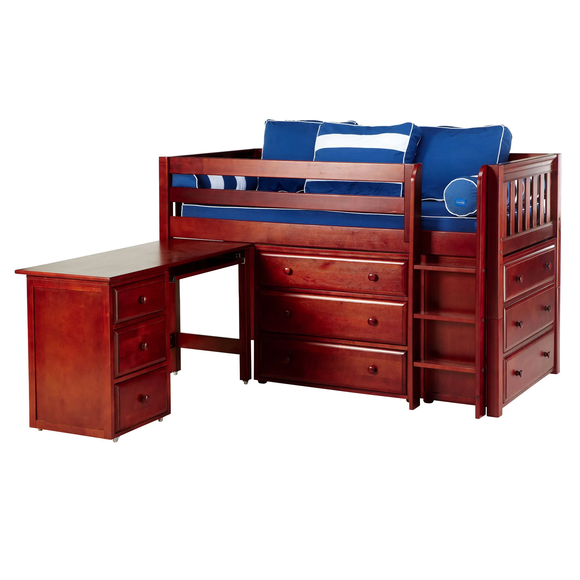 Maxtrix Twin Low Loft Bed with Straight Ladder with Storage