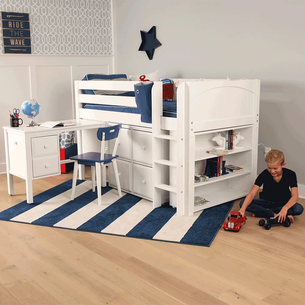 Maxtrix Twin Low Loft Bed with Straight Ladder with Storage