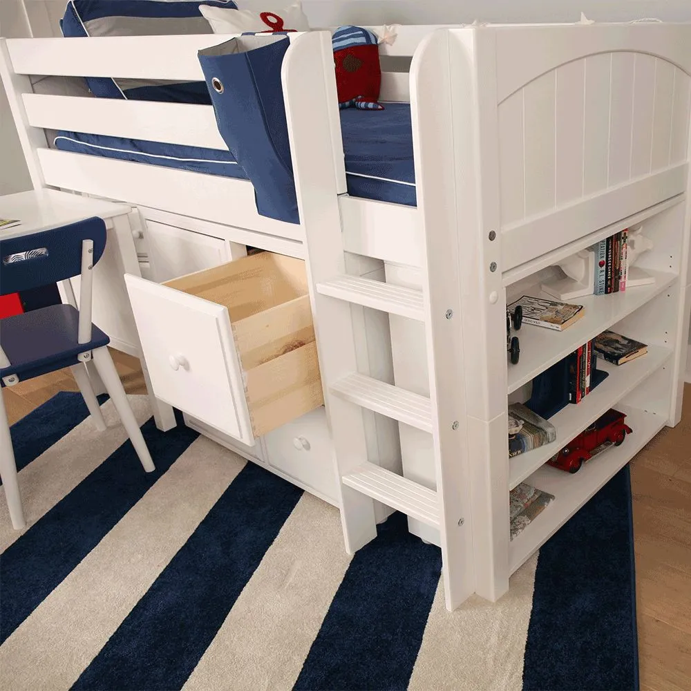 Maxtrix Twin Low Loft Bed with Straight Ladder with Storage
