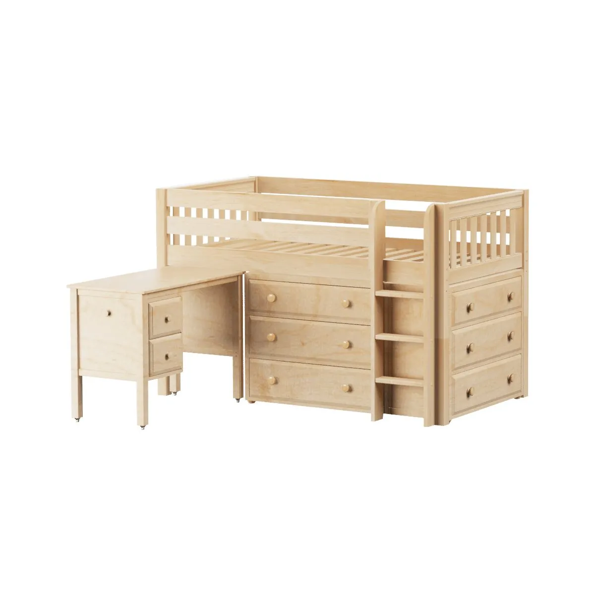 Maxtrix Twin Low Loft Bed with Straight Ladder with Storage
