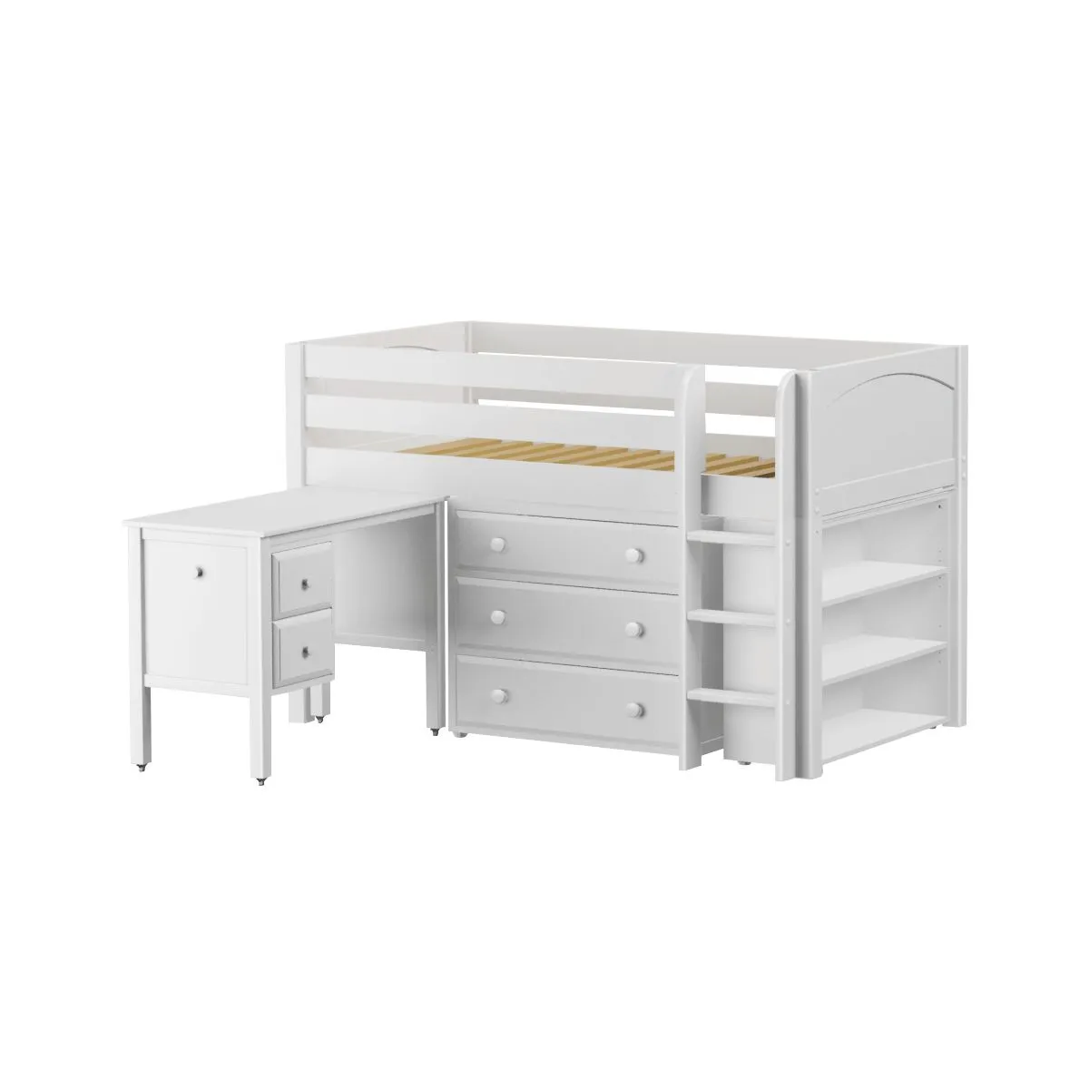 Maxtrix Twin Low Loft Bed with Straight Ladder with Storage