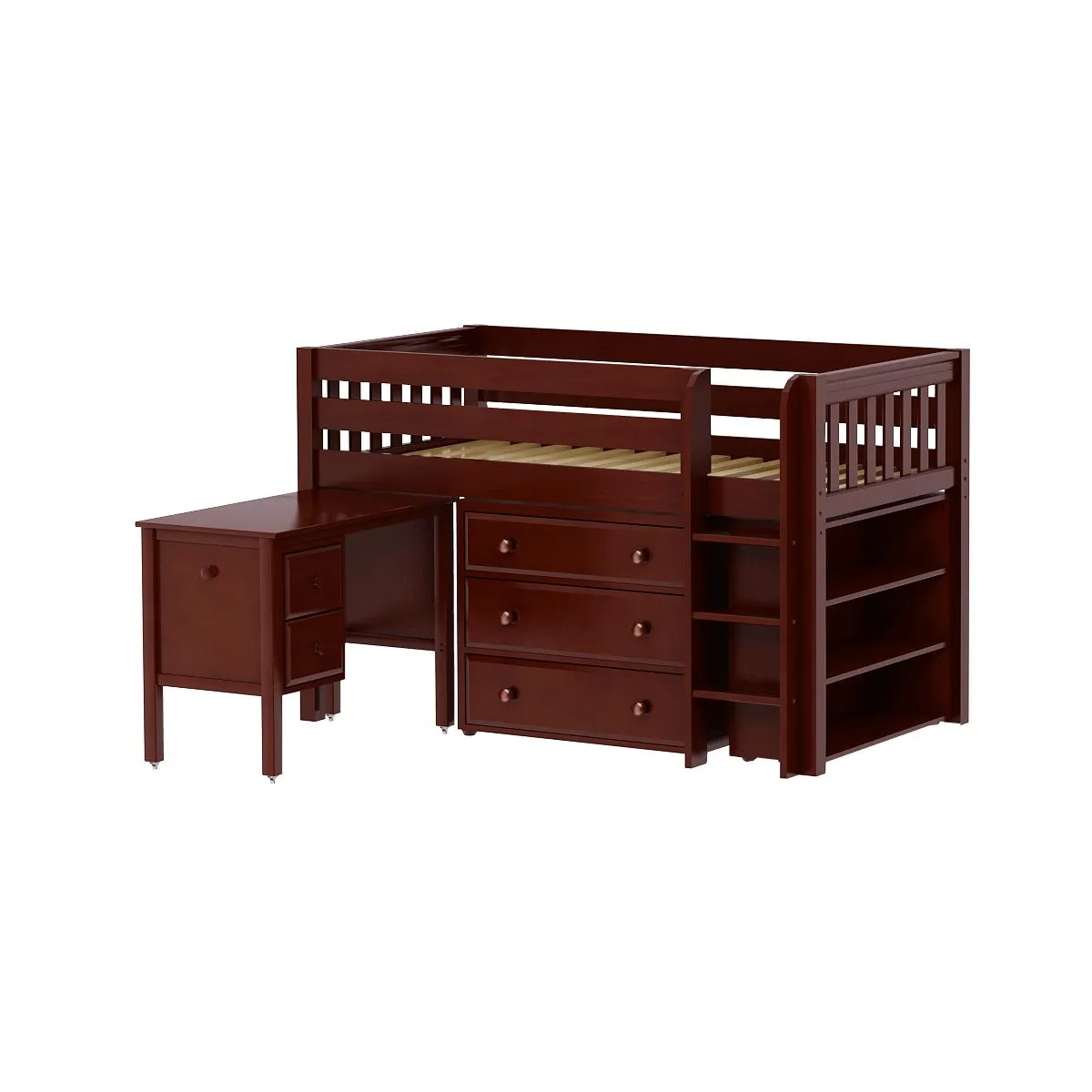 Maxtrix Twin Low Loft Bed with Straight Ladder with Storage