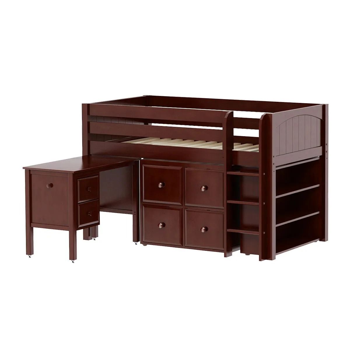 Maxtrix Twin Low Loft Bed with Straight Ladder with Storage