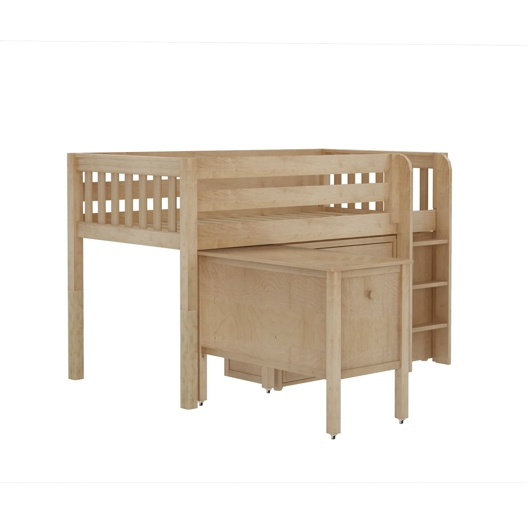 Maxtrix Twin Low Loft Bed with Straight Ladder with Storage