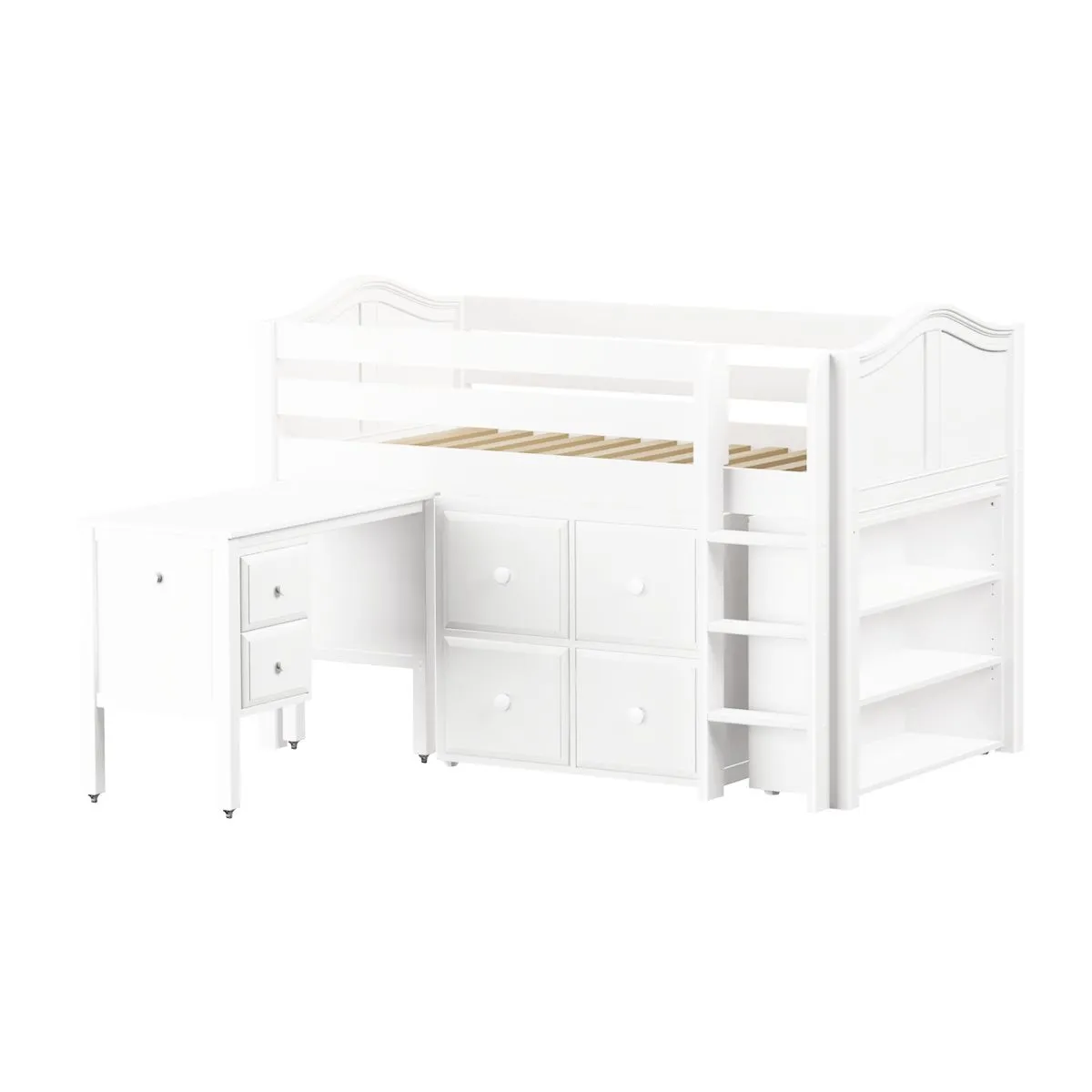 Maxtrix Twin Low Loft Bed with Straight Ladder with Storage