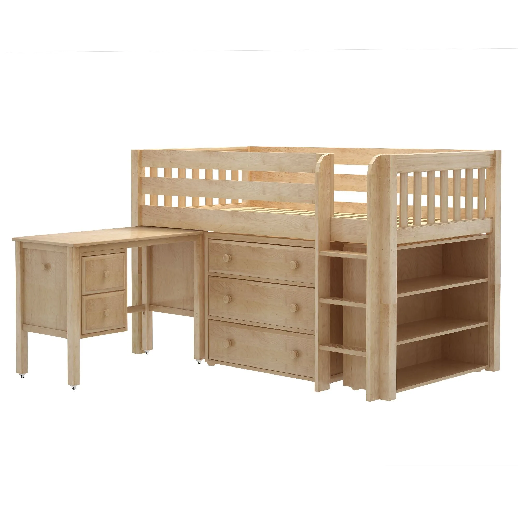 Maxtrix Twin Low Loft Bed with Straight Ladder with Storage