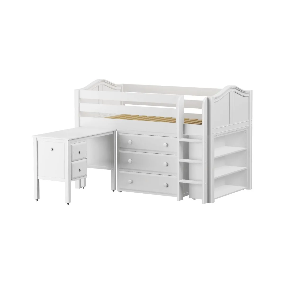 Maxtrix Twin Low Loft Bed with Straight Ladder with Storage