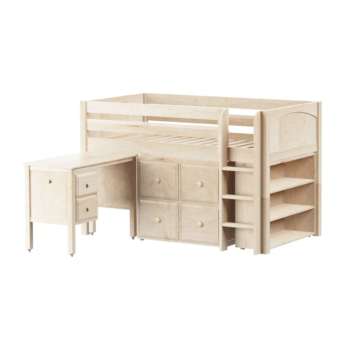 Maxtrix Twin Low Loft Bed with Straight Ladder with Storage