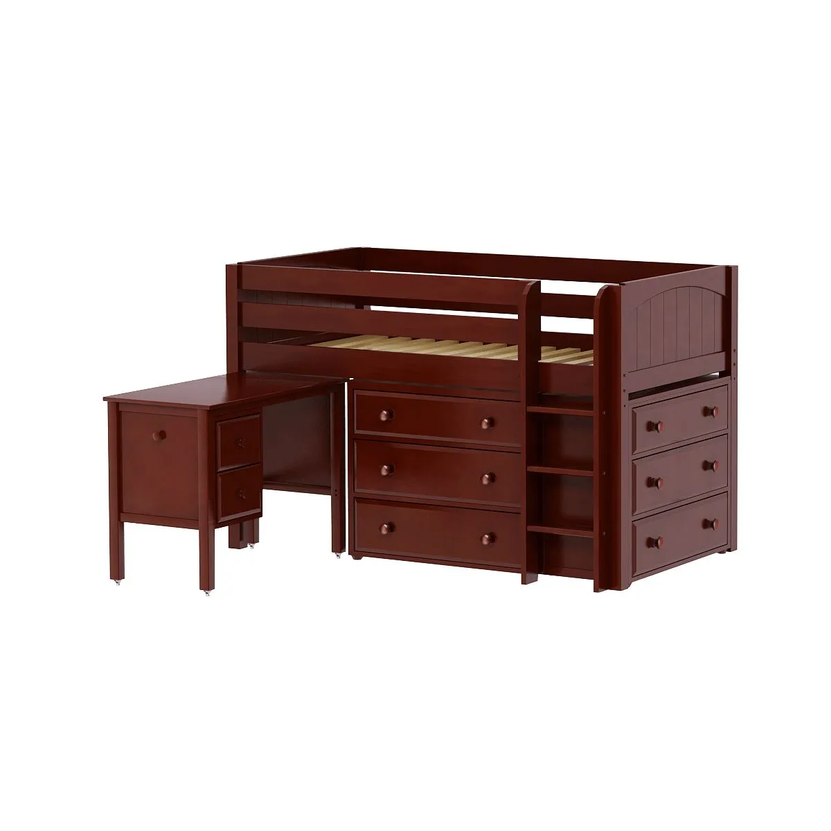 Maxtrix Twin Low Loft Bed with Straight Ladder with Storage