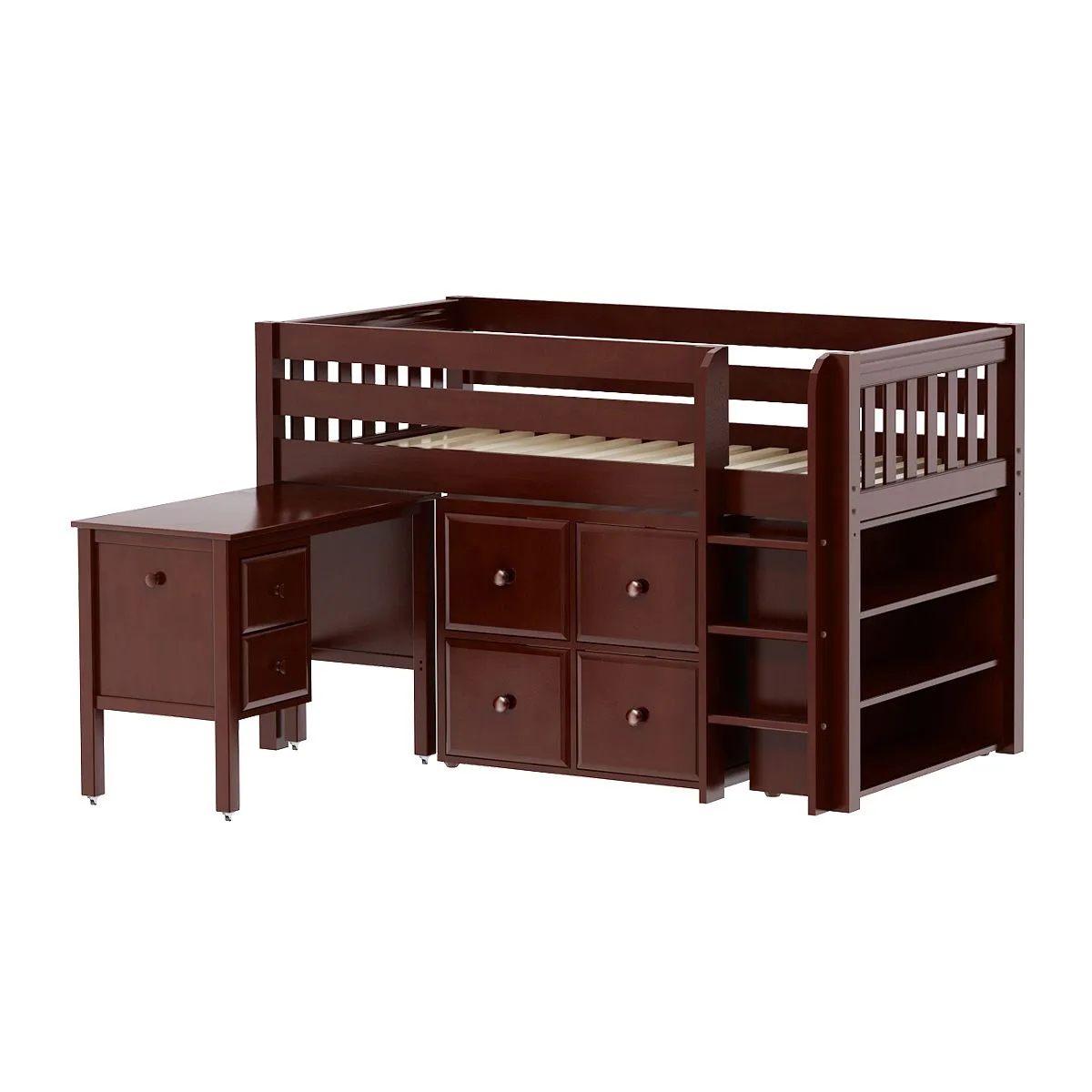 Maxtrix Twin Low Loft Bed with Straight Ladder with Storage