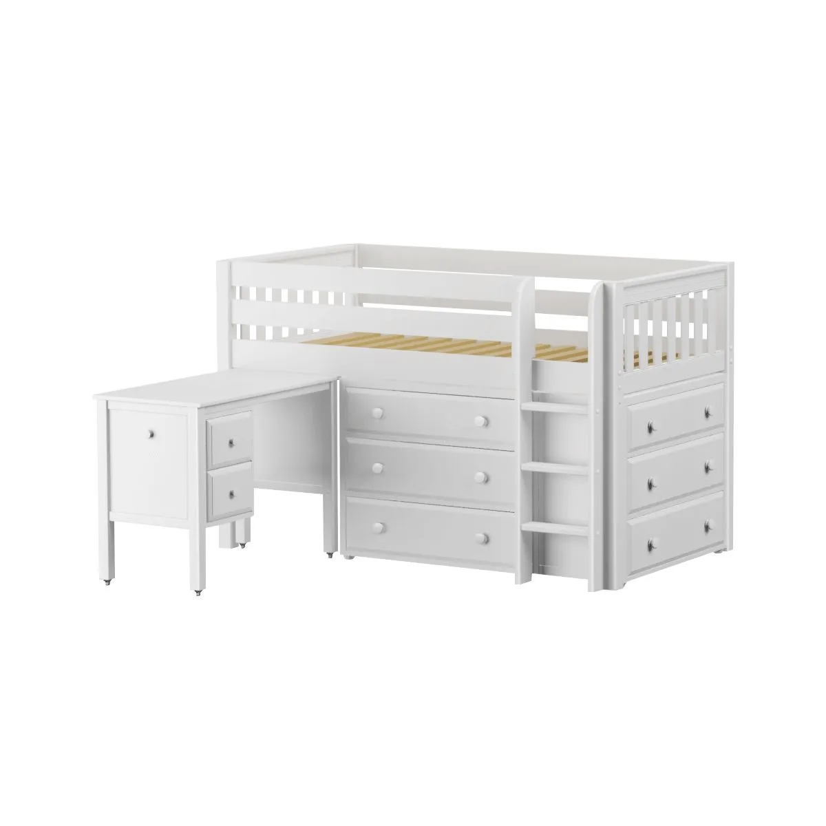 Maxtrix Twin Low Loft Bed with Straight Ladder with Storage
