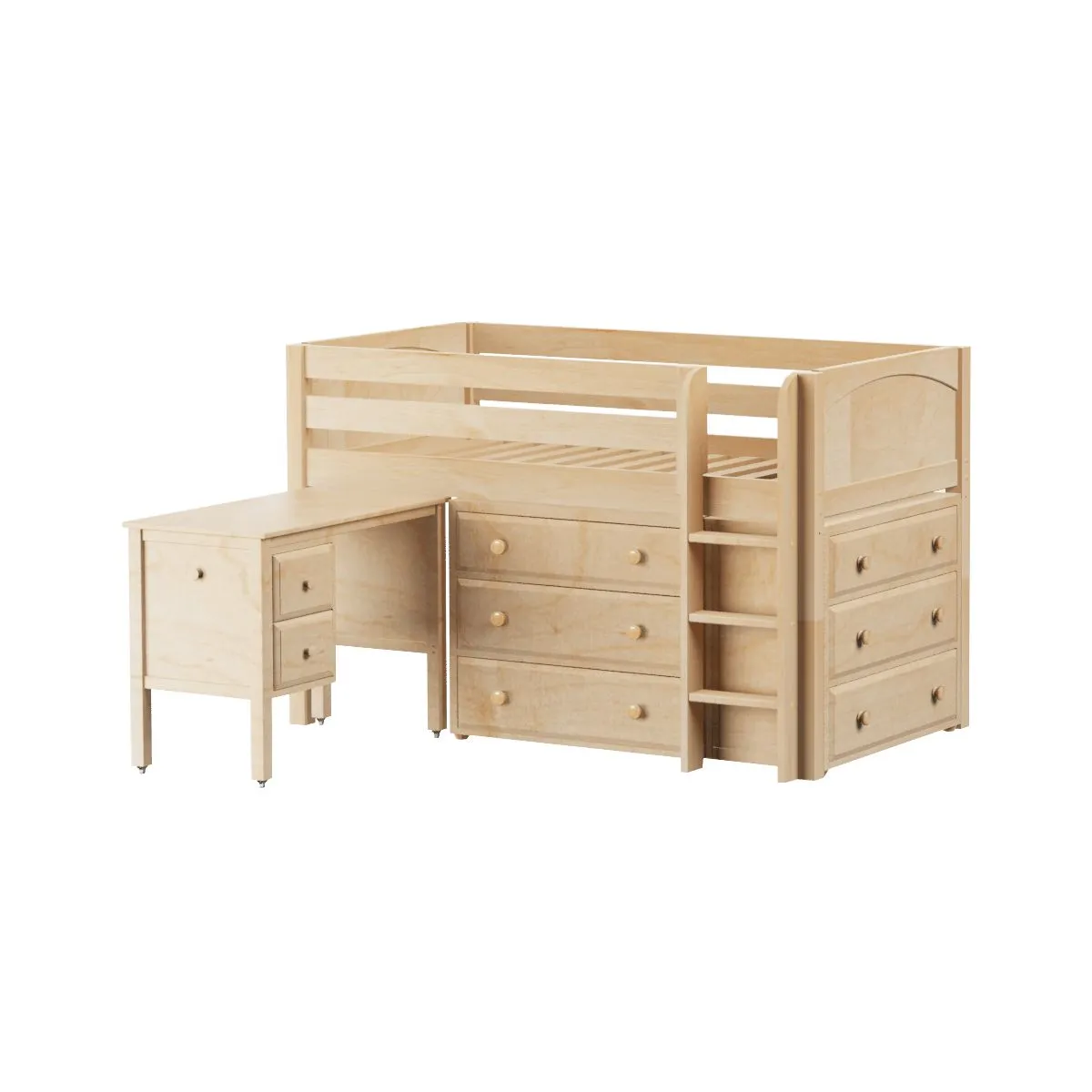 Maxtrix Twin Low Loft Bed with Straight Ladder with Storage