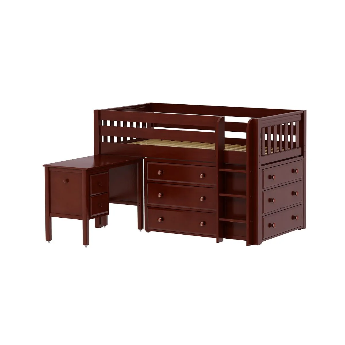 Maxtrix Twin Low Loft Bed with Straight Ladder with Storage
