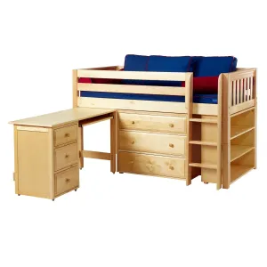 Maxtrix Twin Low Loft Bed with Straight Ladder with Storage