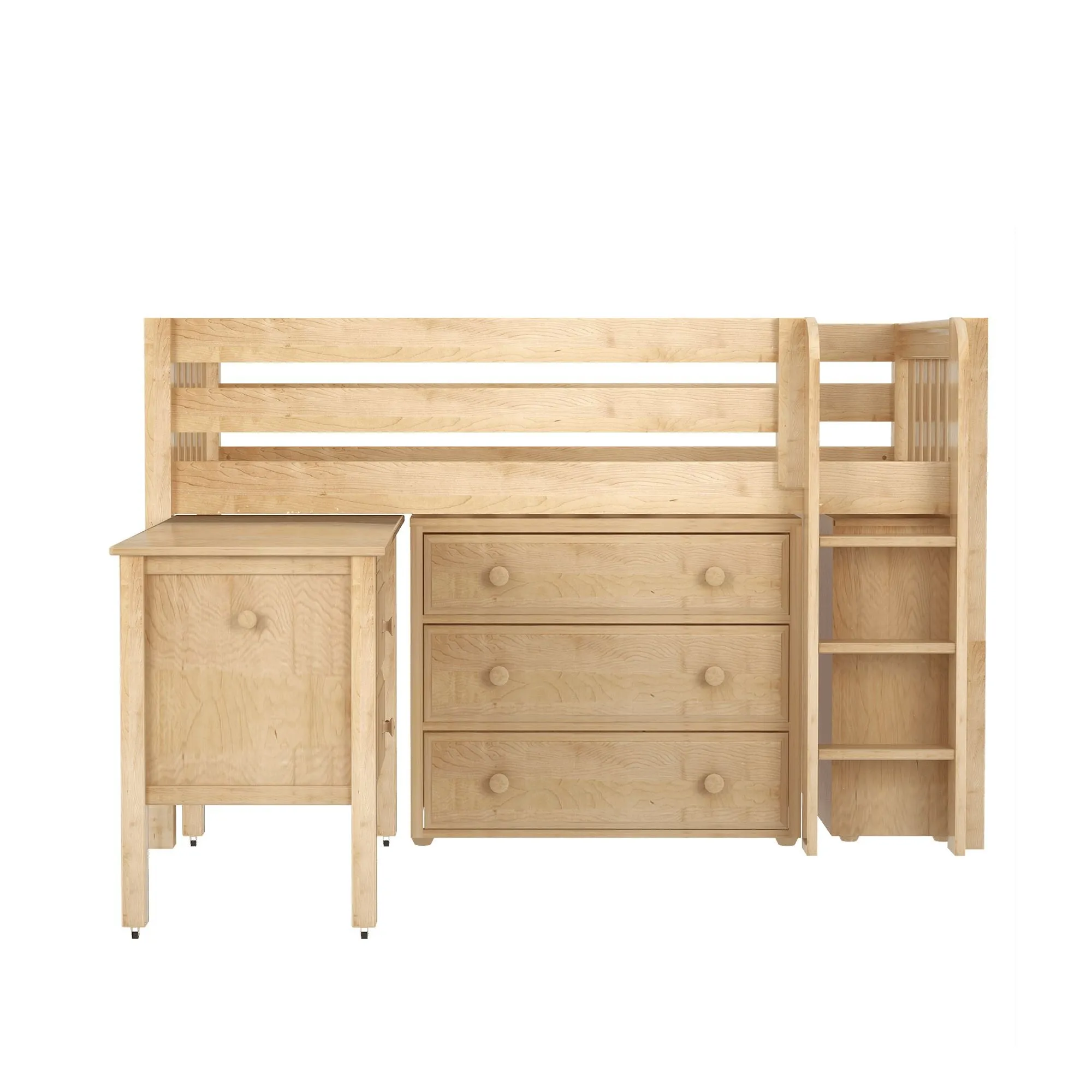 Maxtrix Twin Low Loft Bed with Straight Ladder with Storage