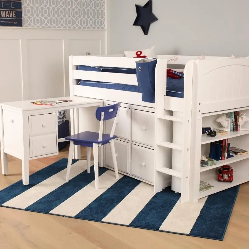 Maxtrix Twin Low Loft Bed with Straight Ladder with Storage
