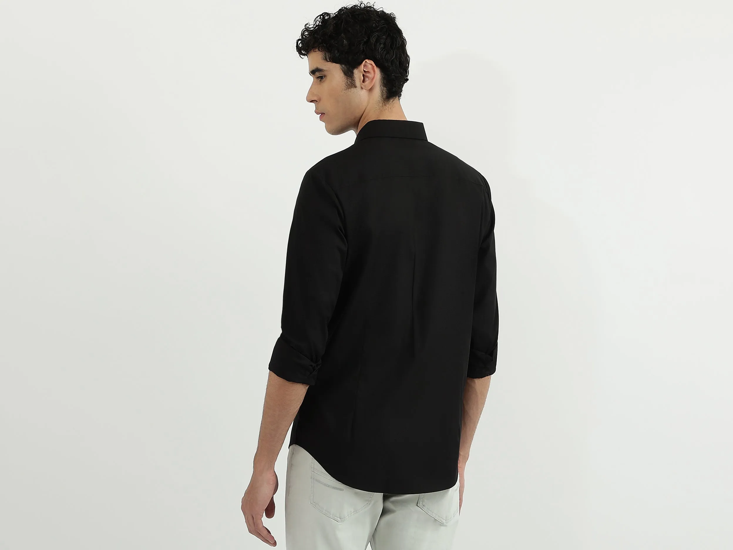 Men Colorblock Spread Collar Shirt