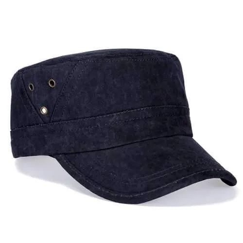 Men Cotton Flat Vintage Washed Cap Air Hole Stitching Retro Hat