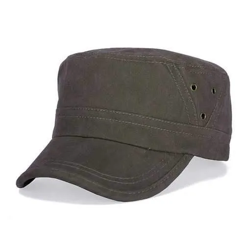 Men Cotton Flat Vintage Washed Cap Air Hole Stitching Retro Hat