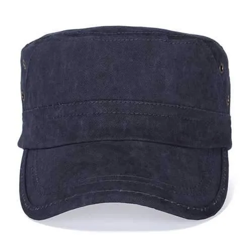 Men Cotton Flat Vintage Washed Cap Air Hole Stitching Retro Hat