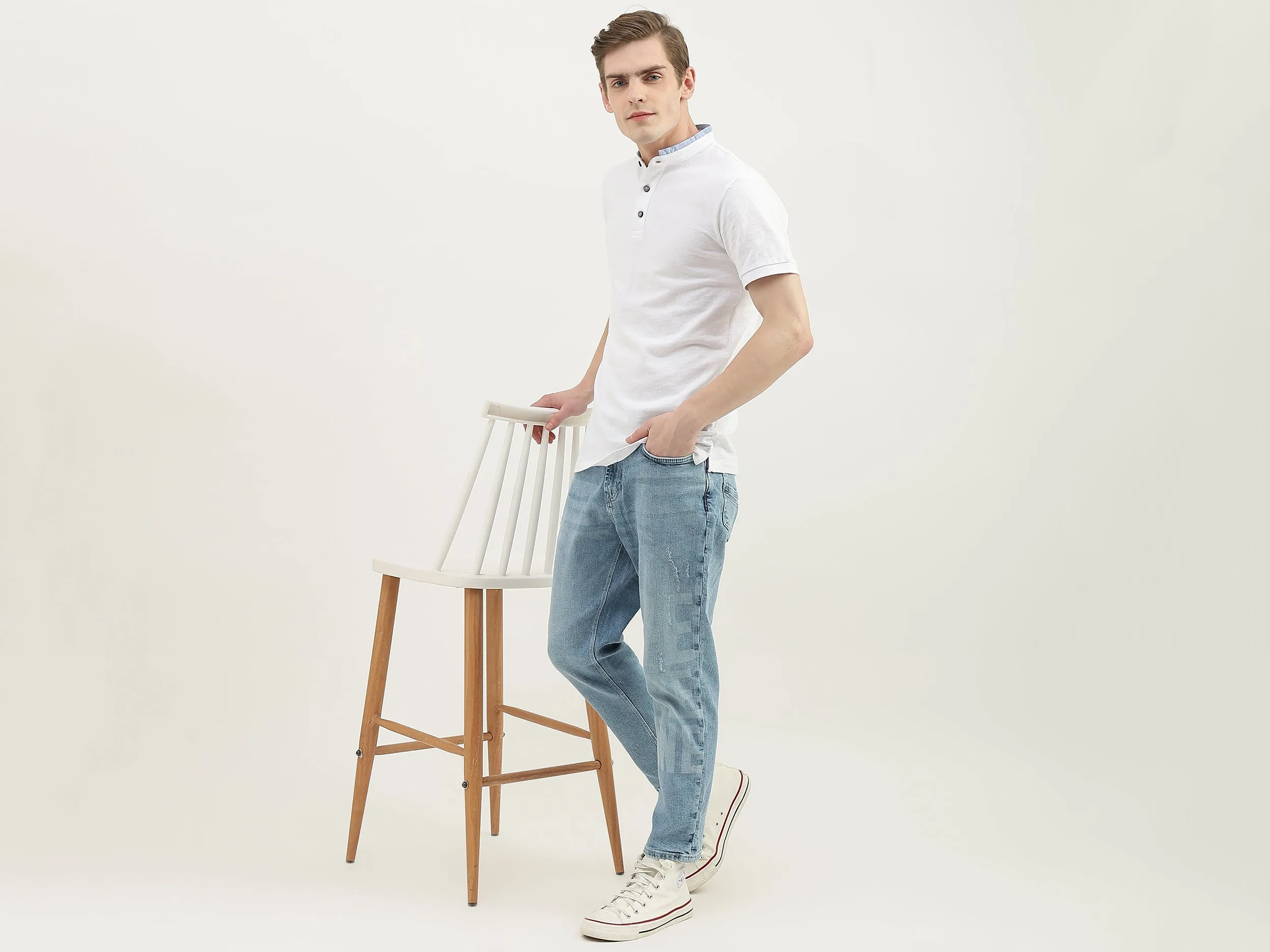 Men Printed Regular Fit Jeans